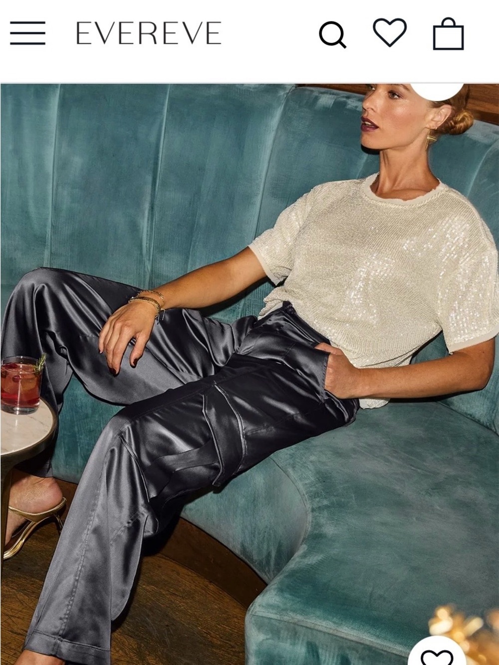 Sanctuary Jet Black Satin Cargo Pants